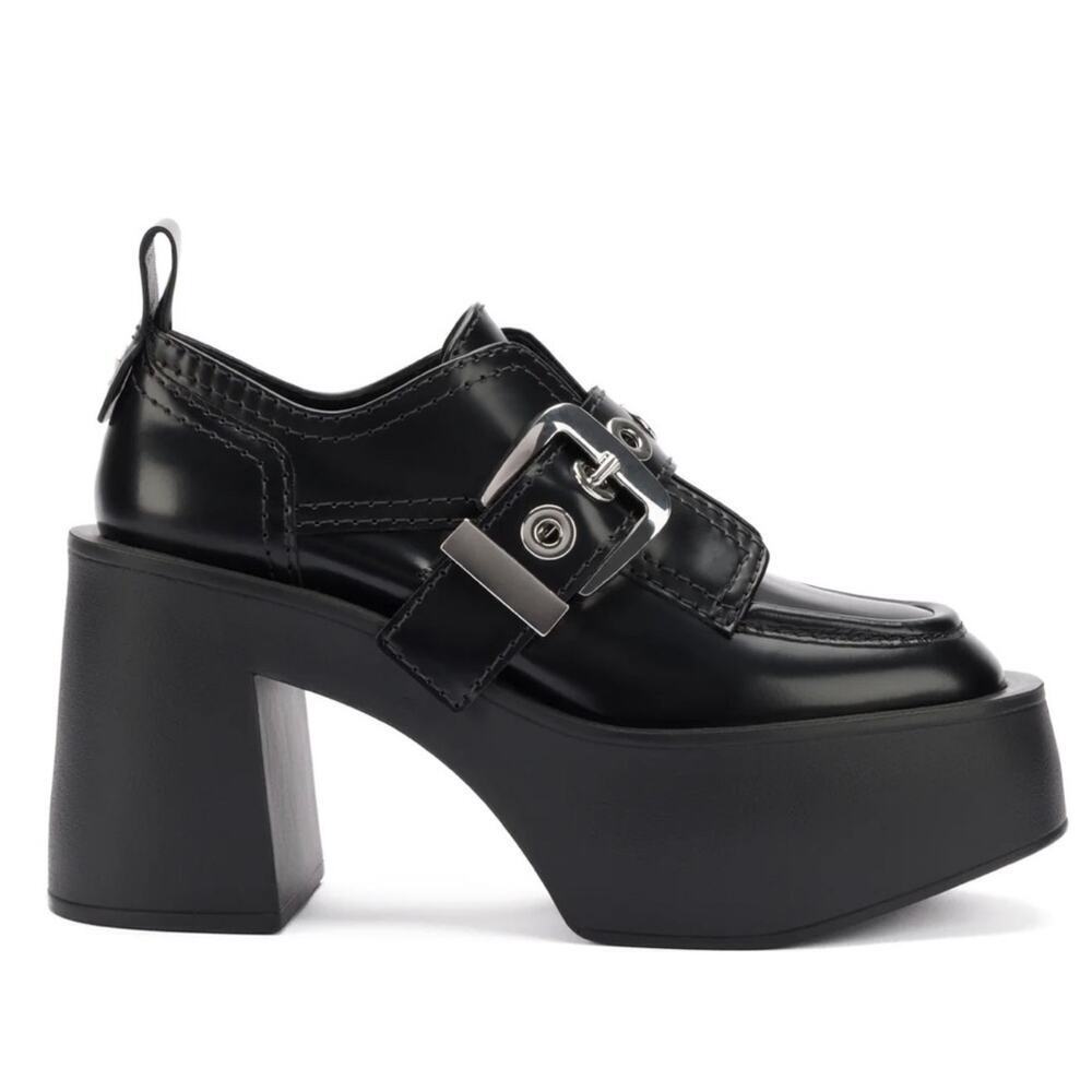 Larroude Stewart Platform Black Oxford Preppy Y2K Style Sz 8 - Picture 2 of 12